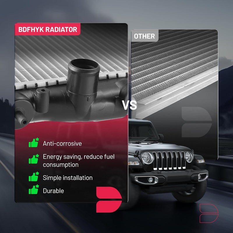 BDFHYK CU2215 Aluminum Radiator Compatible with Nissan Frontier 1998-2004 2006-2015, Compatible with Nissan Frontier 1999-2004, Compatible with Nissan Xterra 2000-2004 2.4L l4/3.3L V6 Replace 8012215 - Image 4